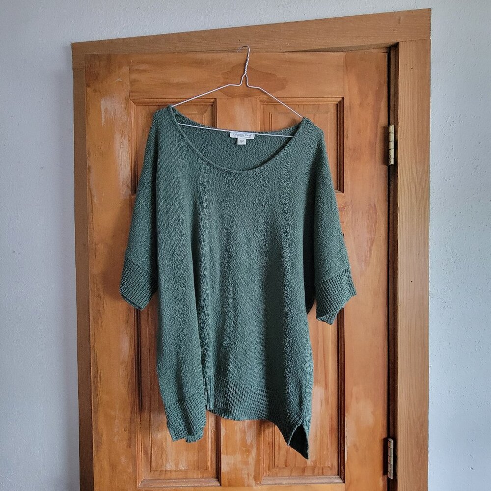 Two Coldwater Creek Women's Cotton Slub Scoop Neck Sweaters, Size XL (qty:2)